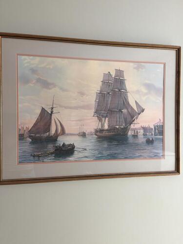 Framed Maritime Print After Roy Cross, 1979