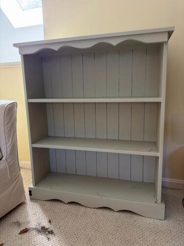 Painted Wood Bookcase With Scalloped Trim