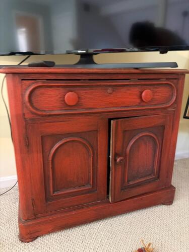 Vintage Red Painted Dry Sink