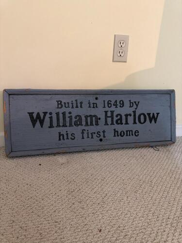 Hand-Painted Wood William Harlow House Folk-Style Sign