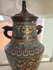 Cloisonn&eacute;-Style Table Lamp with Bird Handles and Floral Enamel - 3