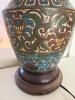 Cloisonn&eacute;-Style Table Lamp with Bird Handles and Floral Enamel - 4