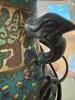 Cloisonn&eacute;-Style Table Lamp with Bird Handles and Floral Enamel - 9