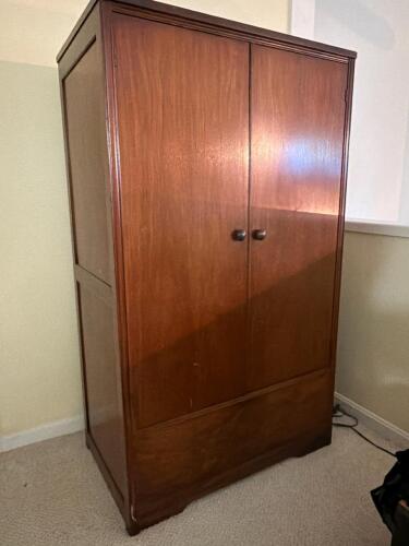 Mid-Century Modern-Style Wooden Wardrobe Armoire