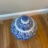 Blue and White Covered Ginger Jar with Wooden Stand - 2