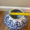 Blue and White Covered Ginger Jar with Wooden Stand - 8