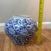Blue and White Covered Ginger Jar with Wooden Stand - 9