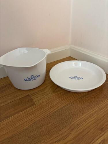 Corning Ware Blue Cornflower Saucemaker and Pie Plate