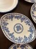 Blue and White Transferware Plates in Mixed Floral Patterns - 5