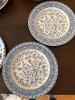 Blue and White Transferware Plates in Mixed Floral Patterns - 8