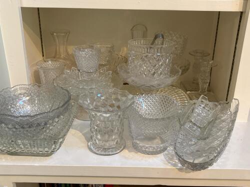 Collection of Vintage Pressed Glass Serving Pieces