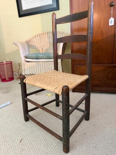 Rustic Ladder-Back Chair With Woven Seat
