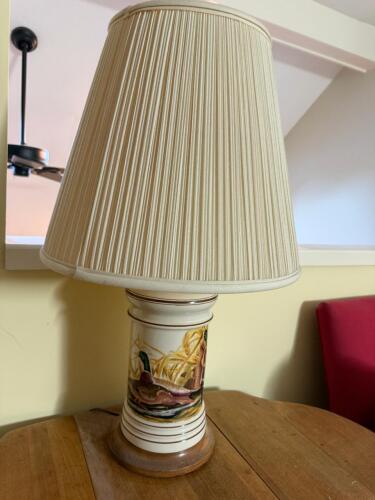 Ceramic Mallard Duck Table Lamp with Pleated Shade