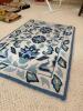 L.L.Bean Hand-Hooked Wool Accent Rug Blue Floral Pattern