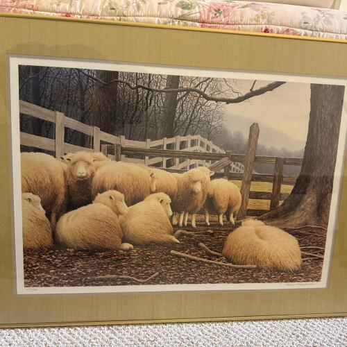 3pictures including Signed Peter Keating Limited Edition Corner Flock Print with Frame