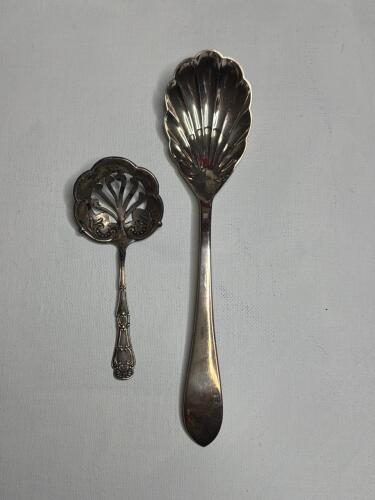 Sterling Silver Serving Spoons, Scallop and Pierced Motif