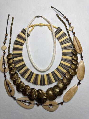 Statement Necklaces With Shell, Brass, and Antler