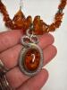 Amber and Sterling Silver Necklace with Pendant and Earrings - 3