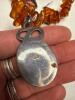 Amber and Sterling Silver Necklace with Pendant and Earrings - 4
