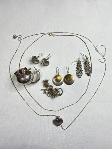 Sterling Silver Jewelry and Brooch Assortment