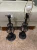 Pair of Black Metal Table Lamps with Shades
