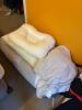 Bedframe, Mattress Foundation and Assorted Bedding Lot - 8