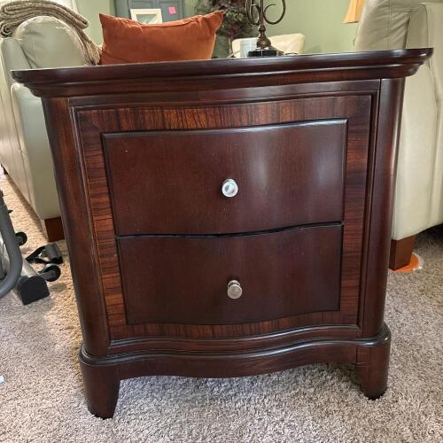 Dark Wood Two-Drawer Nightstand