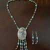 Sterling Silver Necklace with Abalone Inlay & Matching Earrings