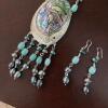 Sterling Silver Necklace with Abalone Inlay & Matching Earrings - 3