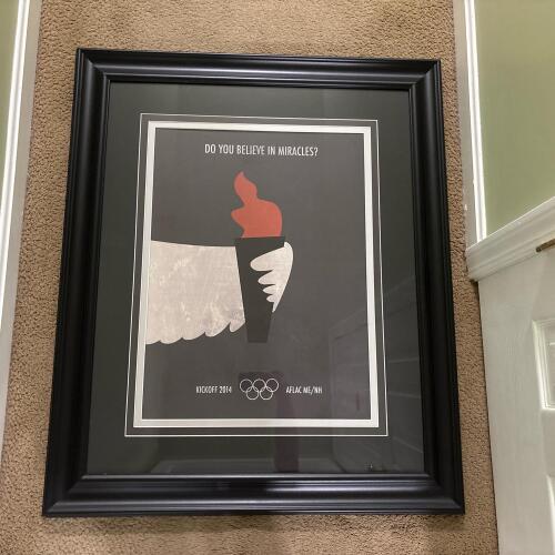 Framed Olympic Torch Poster: "Do You Believe in Miracles?" 32"x38"