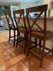 Three Counter Height Wood Bar Stools with X-Back Design - 2