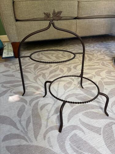 Wrought Iron Plant Stand with Leaf Motif