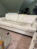 Contemporary White Leather Sofa With Wooden Legs - 2
