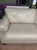Contemporary White Leather Sofa With Wooden Legs - 3