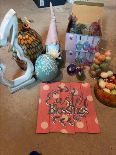 Easter Decorations, Glass Egg Ornaments, Easter Blessings Sign