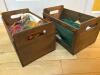 Assorted Cloth Napkins In Wooden Storage Crates