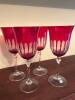 Four Victorian Style Cranberry Cut-to-Clear Goblets - 2