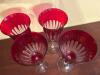 Four Victorian Style Cranberry Cut-to-Clear Goblets - 3