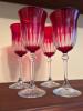 Four Victorian Style Cranberry Cut-to-Clear Goblets - 5