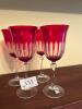 Four Victorian Style Cranberry Cut-to-Clear Goblets - 6