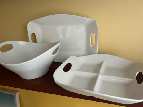 White Ceramic Serving Bowl and Platters