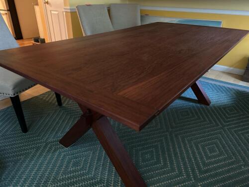 Custom Made Rectangular Wood Trestle Dining Table