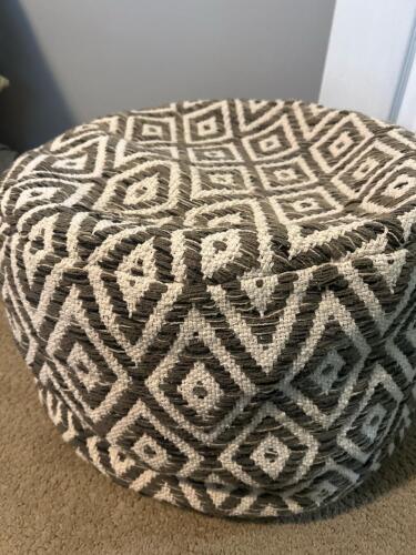 Max Studio Home Woven Pouf Ottoman in Geometric Pattern