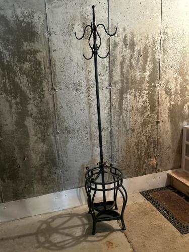 Black Metal Hall Tree Umbrella Stand