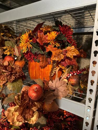 Assorted Decorative Autumn Wreaths and Accent Rugs