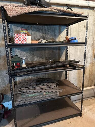 Metal Utility Shelving Rack with Contents