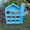 Light Blue Wooden House-Shaped Wall Shelf