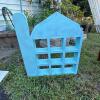 Light Blue Wooden House-Shaped Wall Shelf - 2