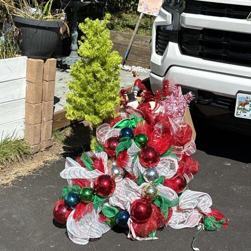 Christmas Wreath, Garland, Mini Tree and Decorative Picks Lot
