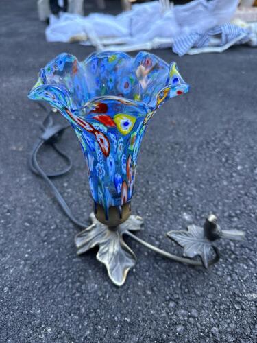 Millefiori Glass Table Lamp With Bird Motif Base